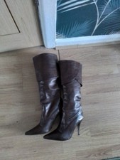 Ravel Ladies Brown 100% Leather Knee High Boots Size UK 6