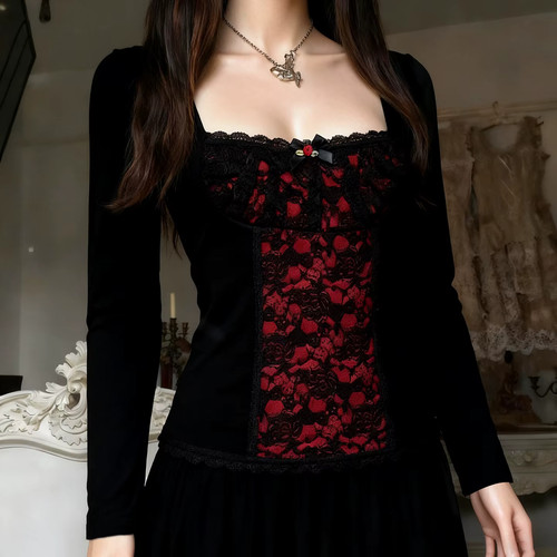 Vintage gothic lace - lace, top