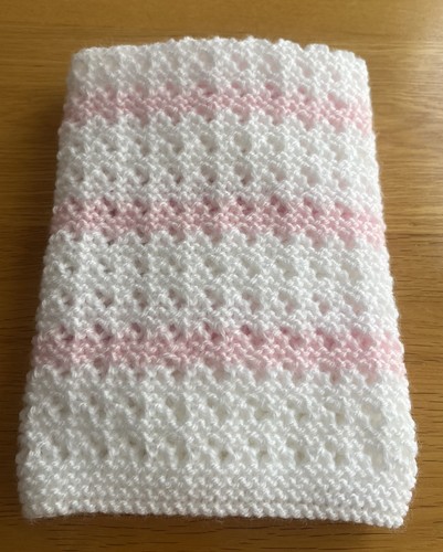 Hand knitted white pink doll - hand, &