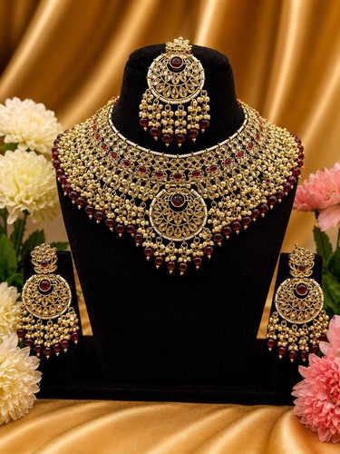 Gold tone maroon - maroon, stone