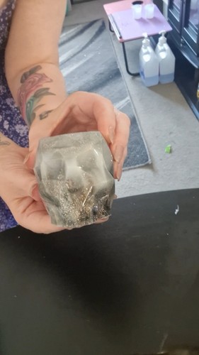 Customised resin skull pot - resin,
