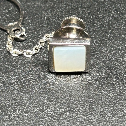 White butterfly shell tie tack - white,