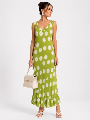 Adini green white - polka, dot