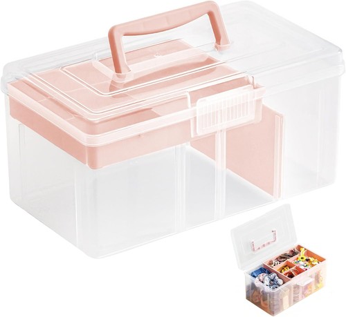 Pink stackable clear storage - clear,