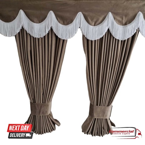 Light brown truck - light, curtains