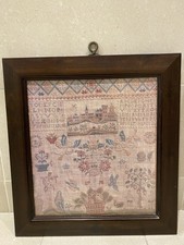 Linen sampler embroidered - , with