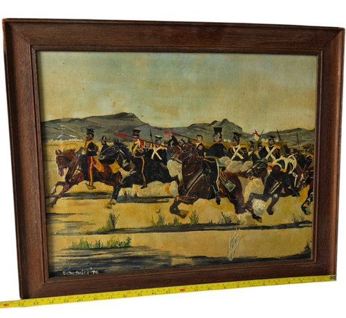 Folk art oil canvas painting - folk,
