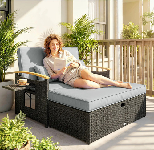 Rattan garden day bed - garden,