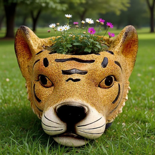 Tiger head planter flower - tiger,