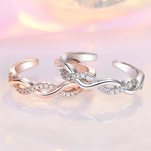 Double heart adjustable ring - double,