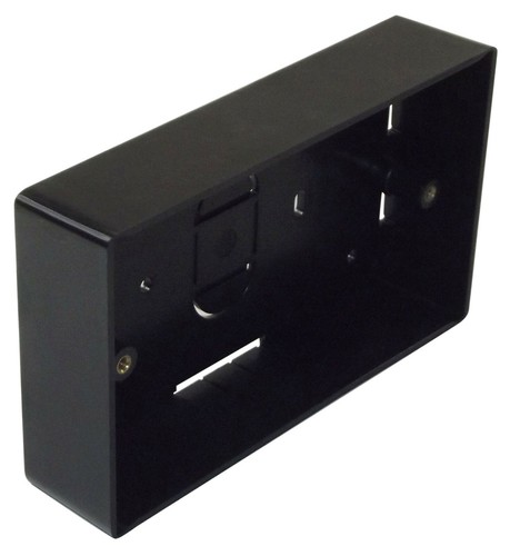 Black double gang backbox 32mm - black,