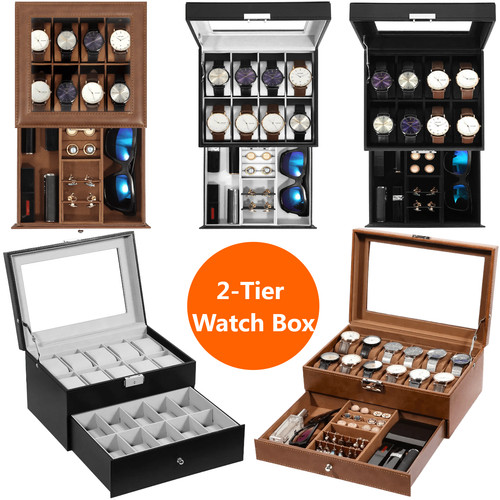 Tier watch box display case - 2-tier,