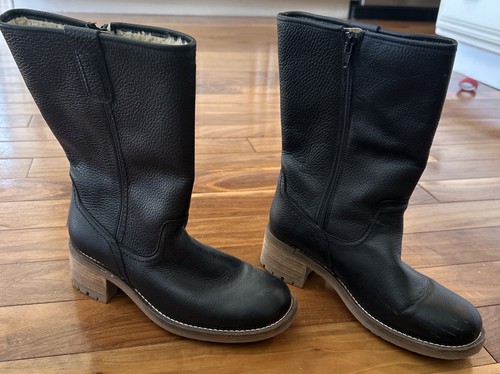 Fat face black leather - black, sherpa