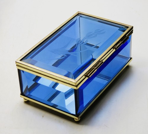 Vintage gold tone metal blue - tone,