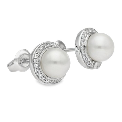 Ladies 9ct white gold pearl - ladies,