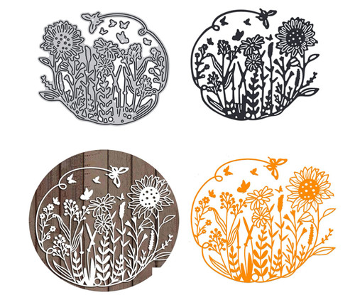 Flowers butterfly grass metal - flowers,