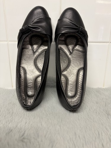 Pavers black leather low - leather, block
