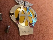 VINTAGE CAR BADGE .( AA Type 2A M/Cycle Badge ,1950/1960s, Issue 57739 X .)