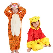 Kids Pyjamas Tigger Winnie Cartoon Animal Sleepwear Party Costume Bathrobe#