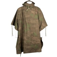 WW2 Inspired Camouflage Poncho Rain Cover With Hood - Dull Splinter Camo
