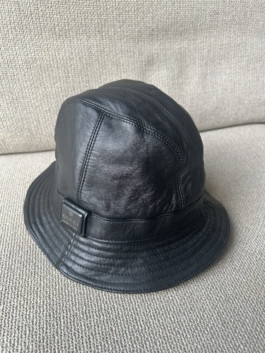 Gucci black leather hat - black, size