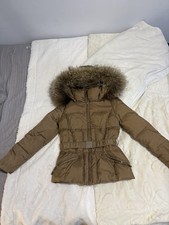 Real Racoon Fur Hood Beige Brown Jacket Good Condition Winter