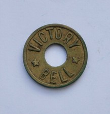 "VICTORY BELL - GOOD FOR 5 C IN TRADE" BRASS TOKEN (HAYES 269.42)
