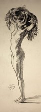 Original Female Charcoal on paper life Drawing nude Girl woman artwork realism