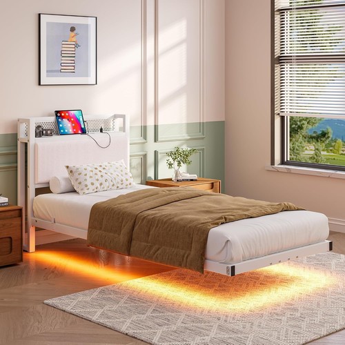 Floating single metal bed - metal,