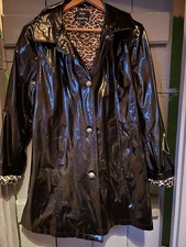 Black Patent Hooded Mac with