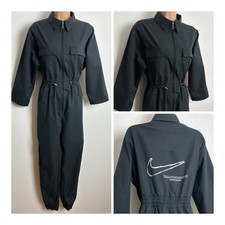 Rare NIKE SWOOSH Black Utility Boiler Suit Pull Tie Waist Jumpsuit Large (14)