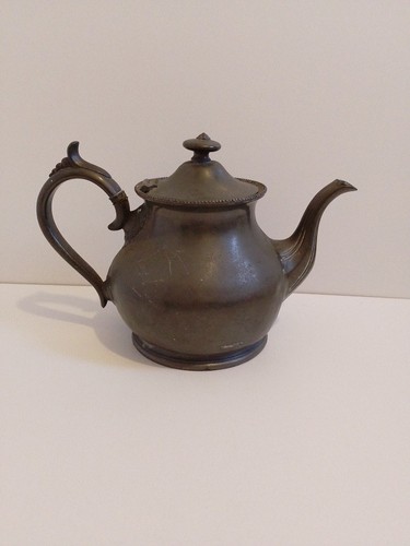 Antique puter teapot with - puter,