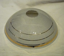 Vintage French Light Shade/Uplighter Frosted Shade with God Banding Stripes 50s