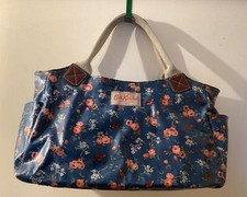 Cath Kidston 2 Handled Shoulder / Hand Bag Bird & Flower Print Leather Trims