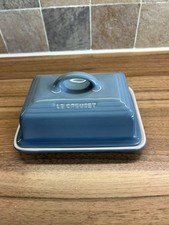 Le Creuset Ceramic Stoneware Chambray Blue Butter Dish Excellent Condition