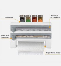 Cling Film and Kitchen Foil Dispenser Paper Towel Roll Holder Wall Mounted Rack