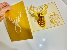 Origami Pop Cards Gold Stag