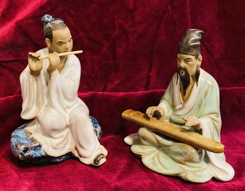Pair vintage chinese mudmen - of,