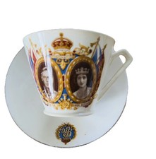 VINTAGE CORONATION KING GEORGE VI & QUEEN ELIZABETH 1937 BONE CHINA CUP/SAUCER