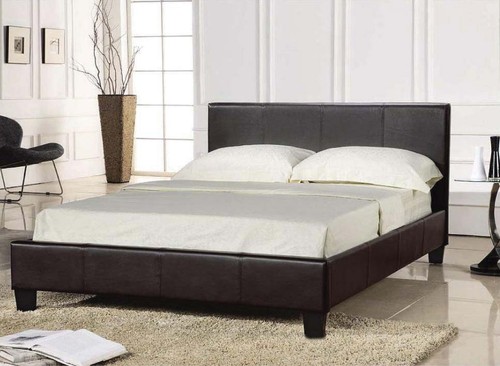 Double bed black faux leather - black,