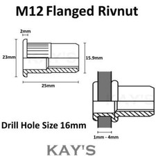 RIVNUTS NUTSERTS RIVET NUTS STEEL ALUMINIUM OR STAINLESS M3 M4 M5 M6 M8 M10 M12