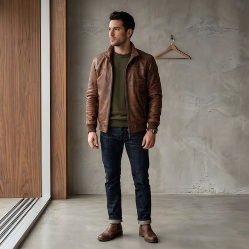 Men real sheepskin leather - real,