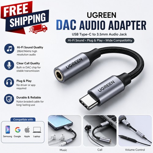 Ugreen usb 5mm jack dac - c,