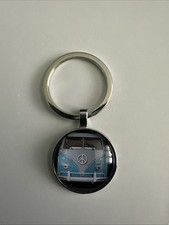 Retro blue campervan key ring - campervan,