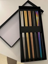 Set of 5 metal chopsticks multicoloured with box