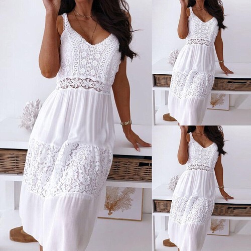 Womens neck lace midi tank - v-neck,