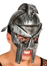 Silver Plastic Roman Gladiator Ancient Historical Fancy Dress Prop Helmet