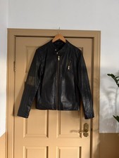 Zara Man Black Leather Zip Up Jacket - Medium - Excellent Condition