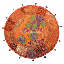 Round Orange Floor Cushion