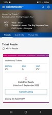 Kendrik Lamar Gig ticket Glasgow Hydro 2nd Nov 2022 one seated ticket (Row A) 